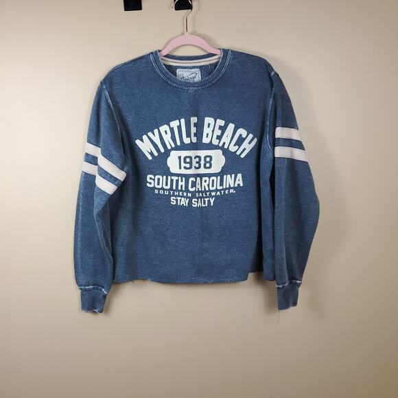Myrtle Beach Distressed Varisty Logo Crewneck Sweatshirt Size M - Picture 1 of 11